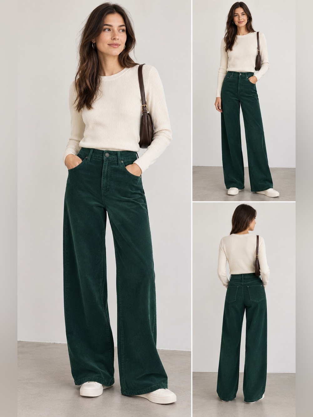 Copper Key Juniors Rich Forest Green Velveteen Wide Leg Pants